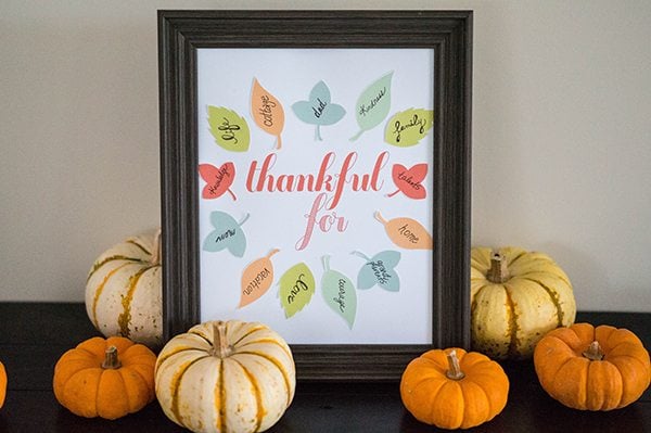 thankful for free printable