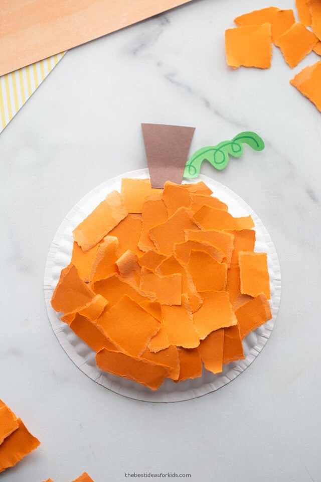 Paper Plate Torn Paper Pumpkin