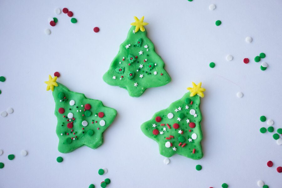 Playdough Christmas Trees with Sprinkles