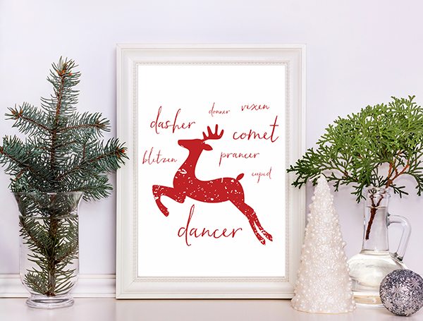 Reindeer Christmas Free Printable