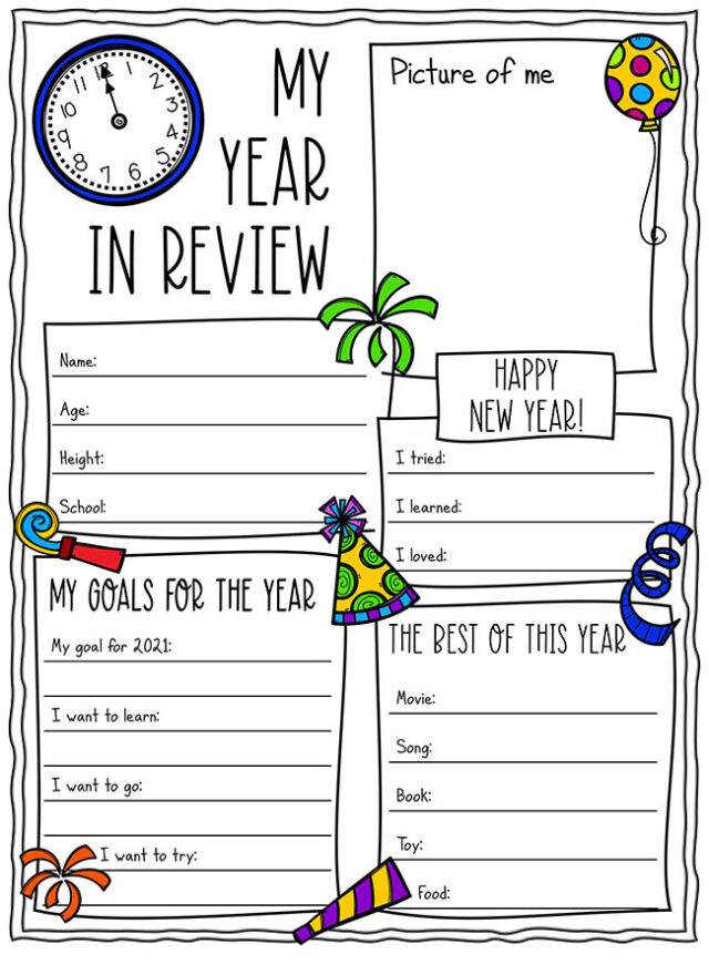 New Years Resolution Worksheets for Kids