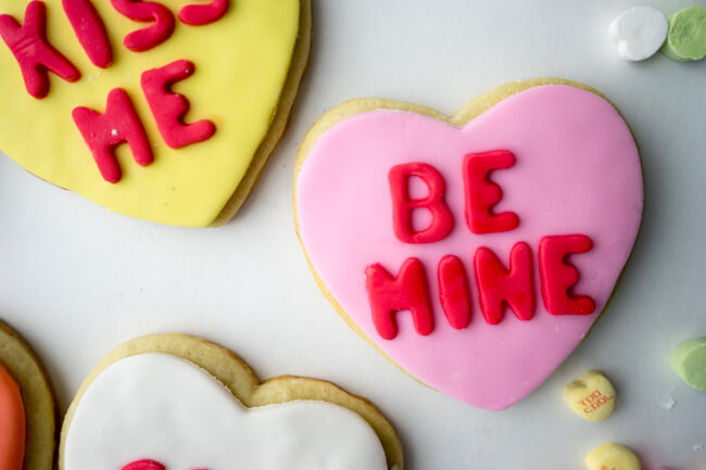 Be Mine Conversation Heart Cookies