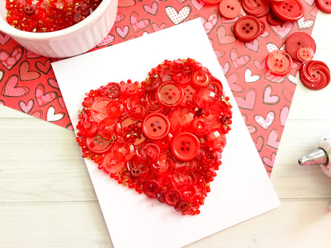 Heart Button Art Valentine's Day Card