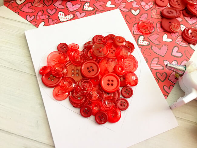 Heart Button Art Glue Buttons On