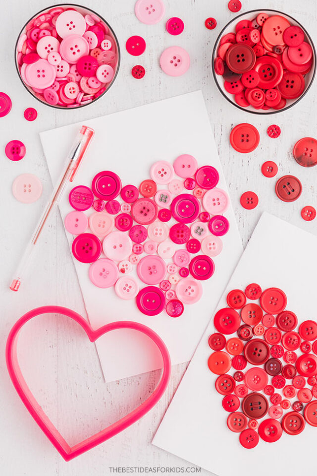 Pink Button Heart Art