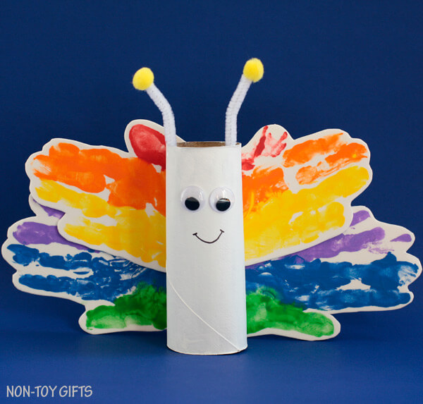 Paper Roll Rainbow Butterfly Craft