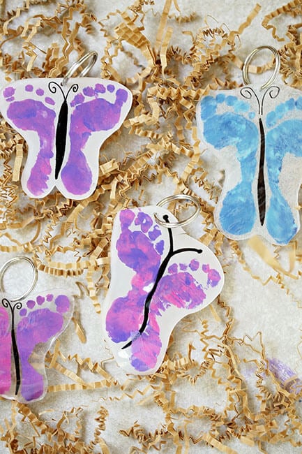 DIY Butterfly Footprint Keychains