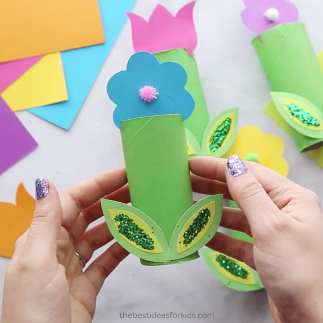 Toilet Paper Roll Flower Craft for Kids