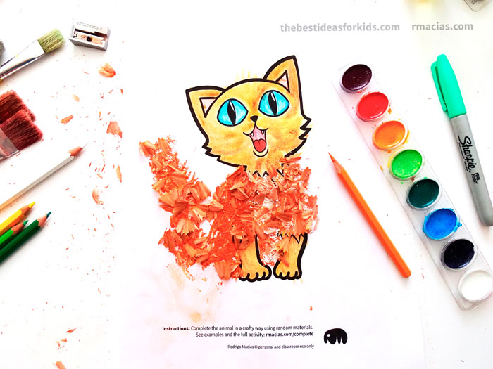 Cat craft idea with pencil shavings