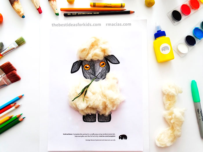 Sheep made with Cotton Balls Craft