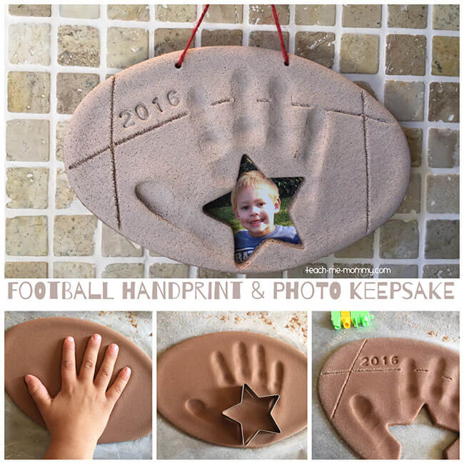 Football Handprint Photo Keepsake
