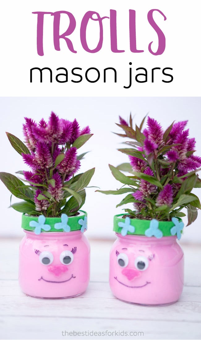 Trolls Mason Jars Craft for Kids