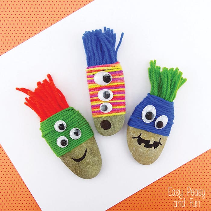 Yarn Wrapped Rock Monsters