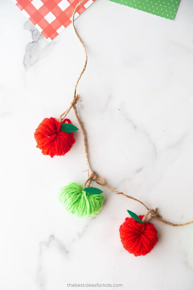 Apple Garland Craft with Yarn