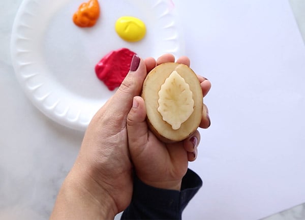 Fall Leaf Potato Stamping