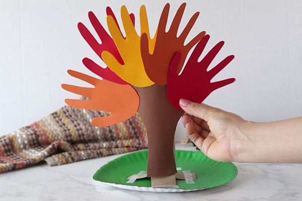 Glue Hands on Handprint Tree