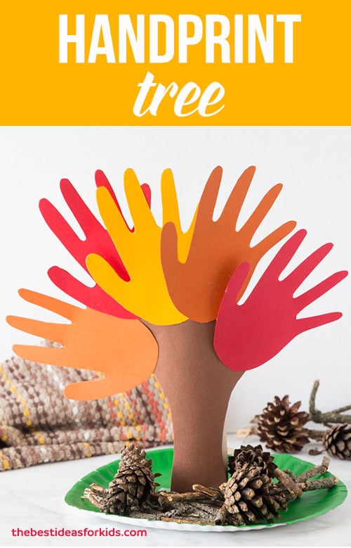 Paper Roll Printed Fall Handprint Tree - Arty Crafty Kids