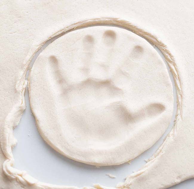 Cut out the Handprint from Salt Dough
