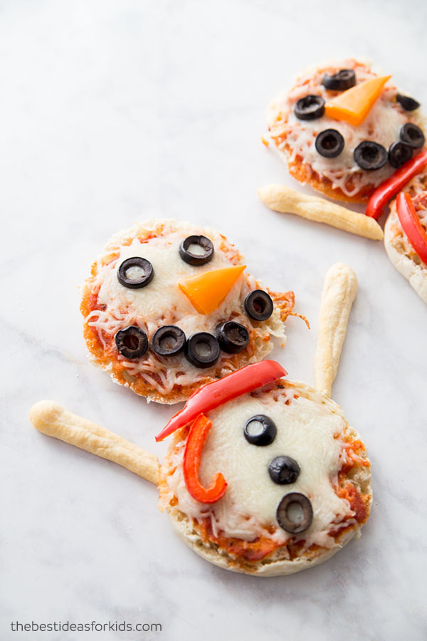 English Muffin Snowman Pizza