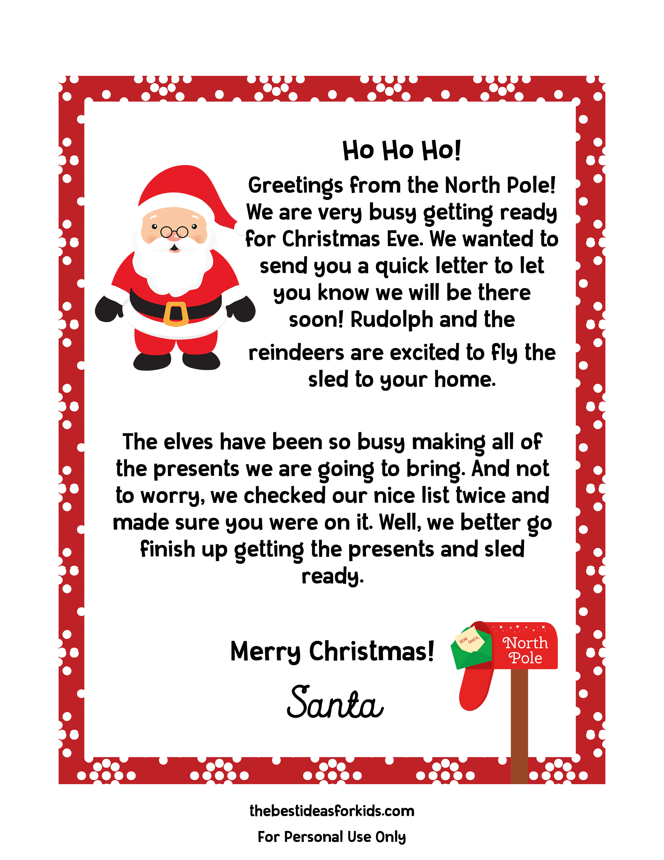 Letter From Santa Ideas