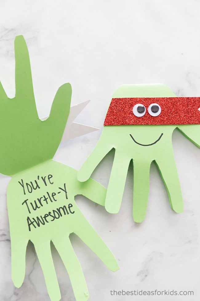 Ninja Turtle Handprint Cards