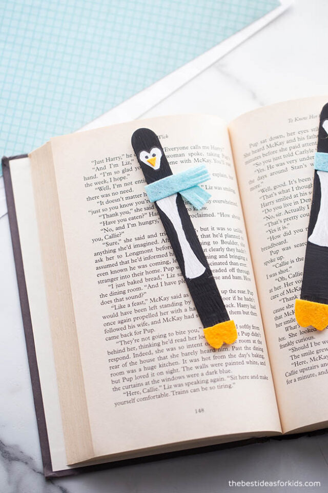 Popsicle Stick Penguin Bookmark Craft