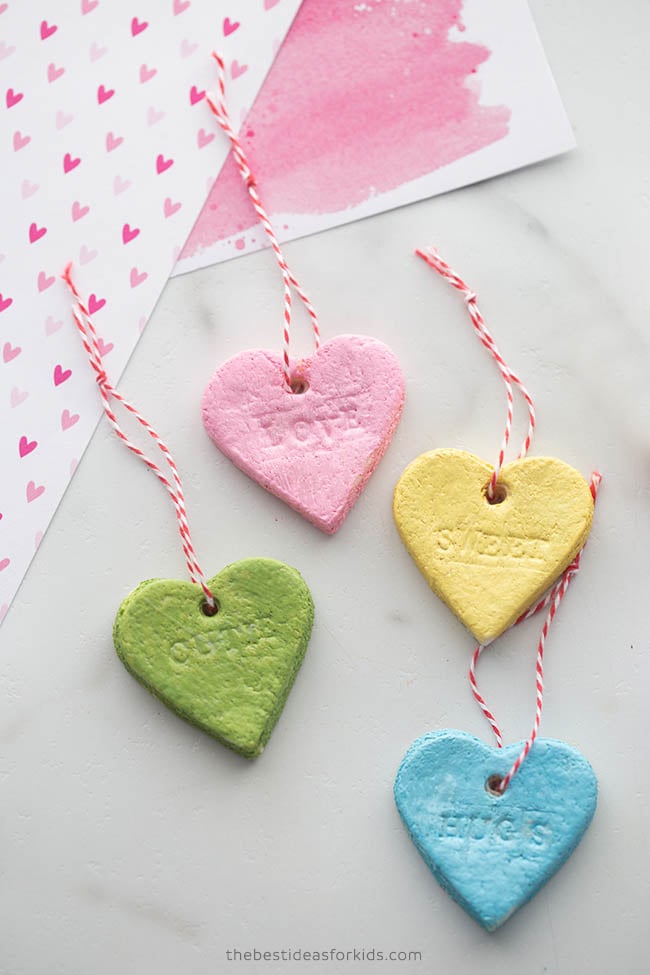 Salt Dough Conversation Heart Ornaments