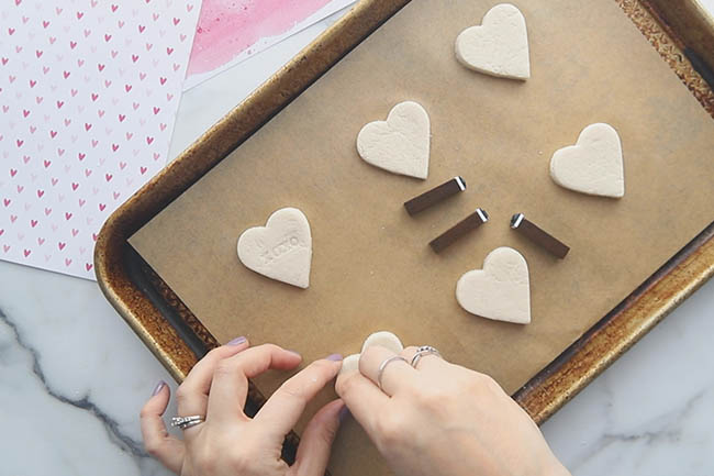 Stamp on Salt Dough Hearts