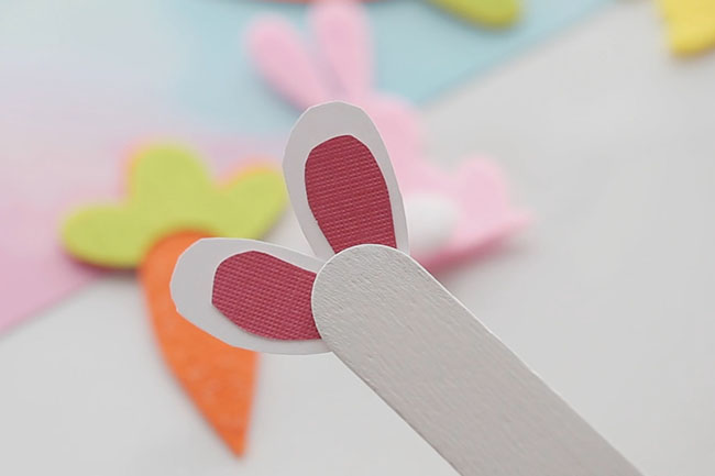 Glue Bunny Ears to Popsicle Stick