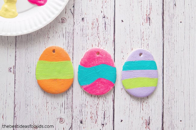 Painting Salt Dough Easter Eggs