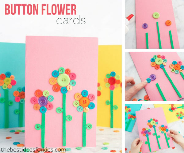 Flower Button Card Mother's Day Idea