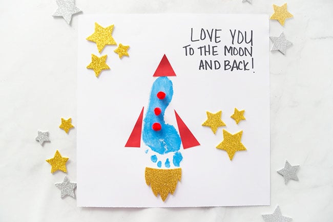 Rocket Baby Card Baby Card To the Moon & Back Handmade Baby Card Love Baby Card