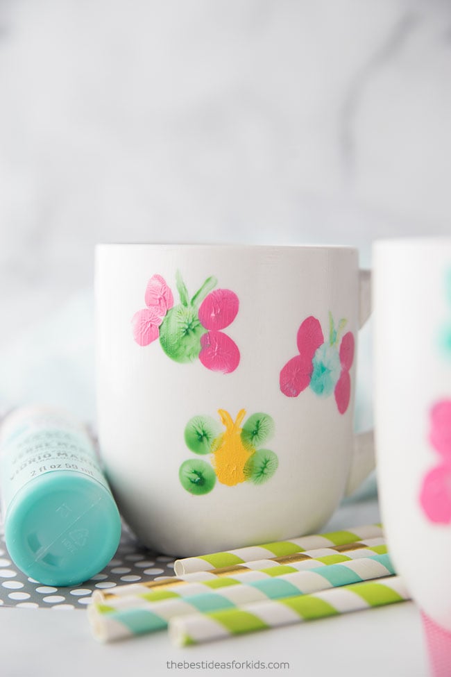 Mug Painting Ideas Fingerprint Butterfly