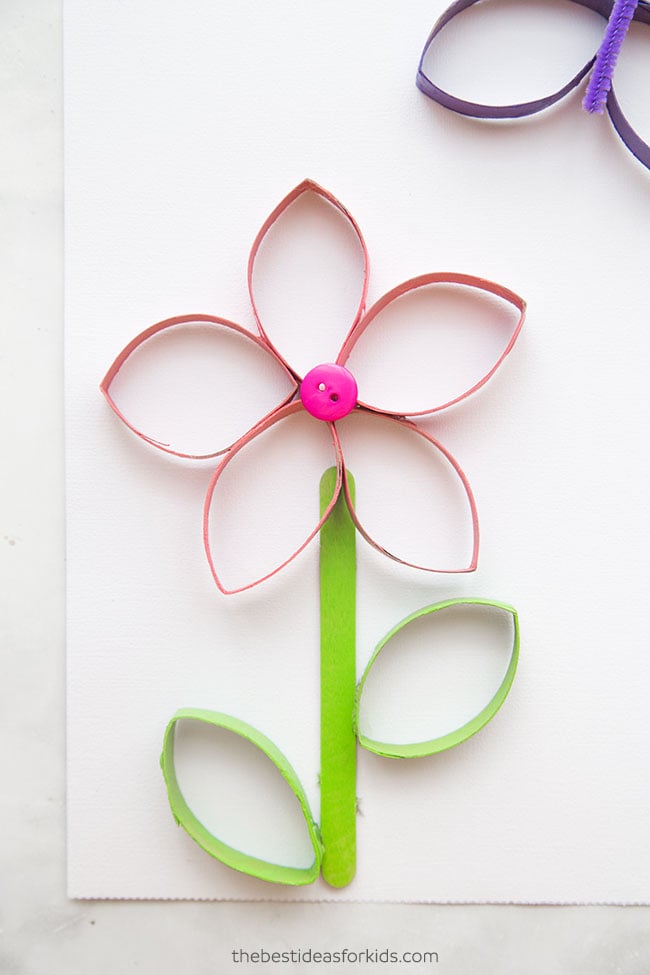 Paper Roll Flower with Popsicle Sticks