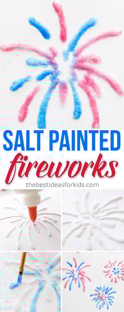 Salt Painted Fireworks July 4th Craft