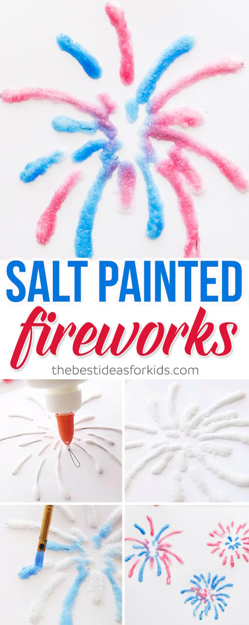 Salt Painted Fireworks July 4th Craft