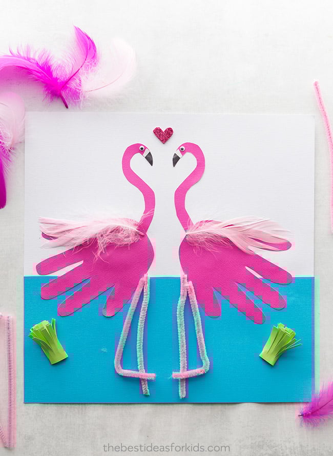 Flamingo handprint online