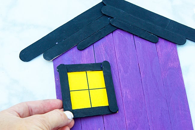 Glue on Window Popsicle Stick Haunted House