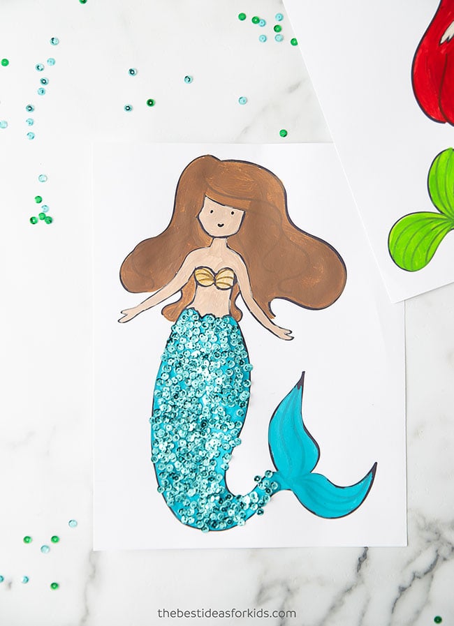Mermaid Coloring Page Craft for Kids