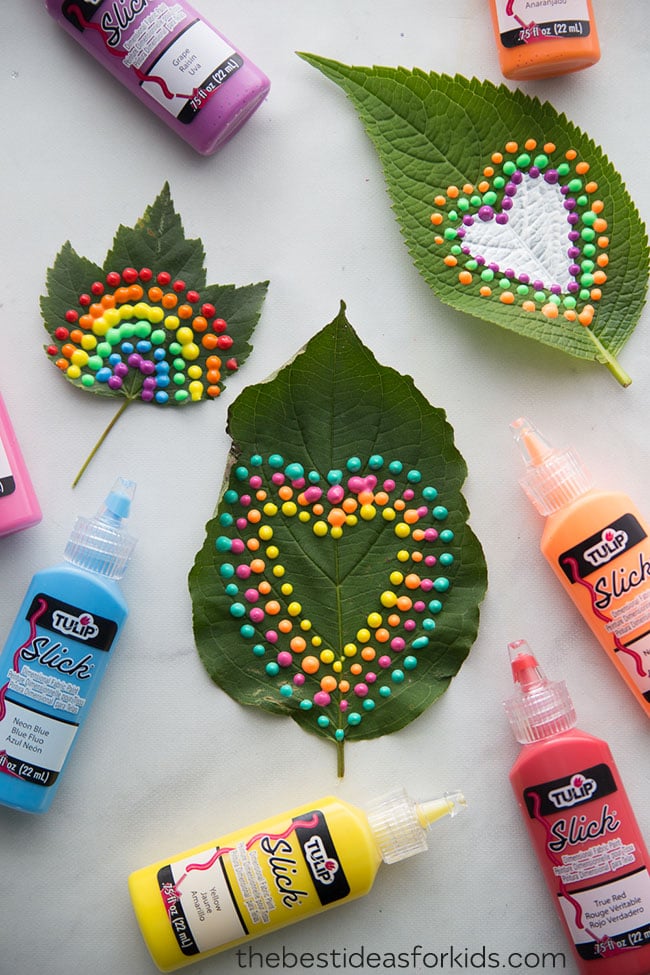 Puffy Painting on Leaves