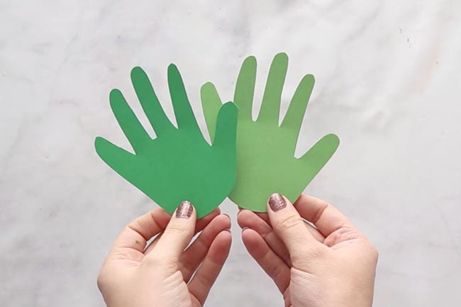 Cut out handprints for handprint wreath