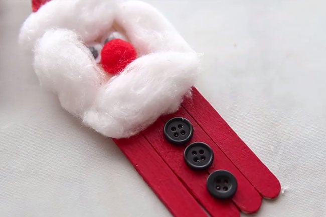 Glue Buttons to Santa Popsicle Stick