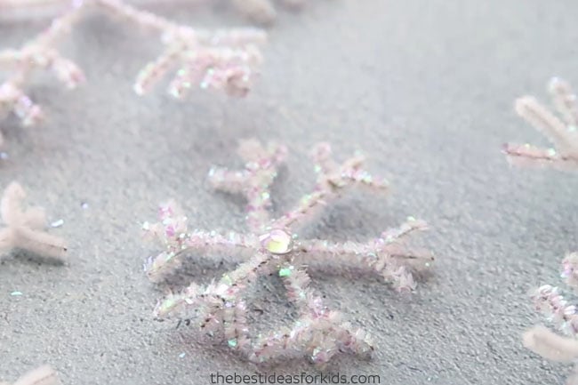 Glue Gem on Pipe Cleaner Snowflakes