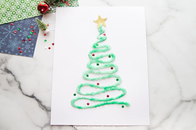 Salt Painted Christmas Tree Craft for Kids