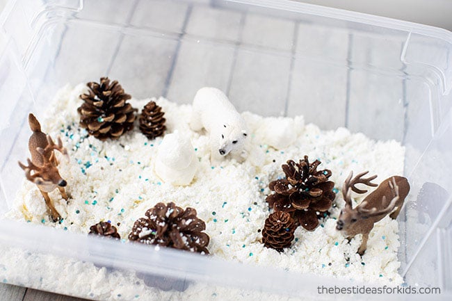 Fake Snow Sensory Bin