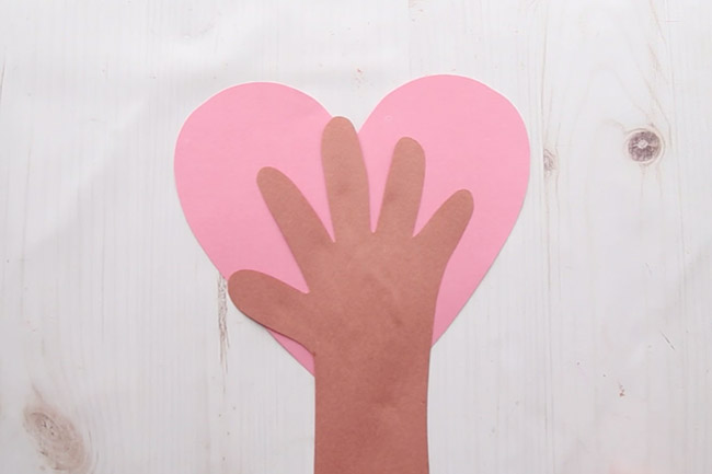 Glue Handprint to Heart