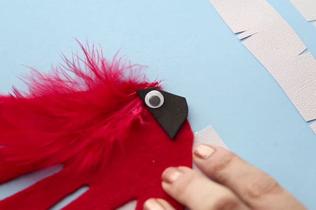 Glue on Handprint Cardinal Eyes