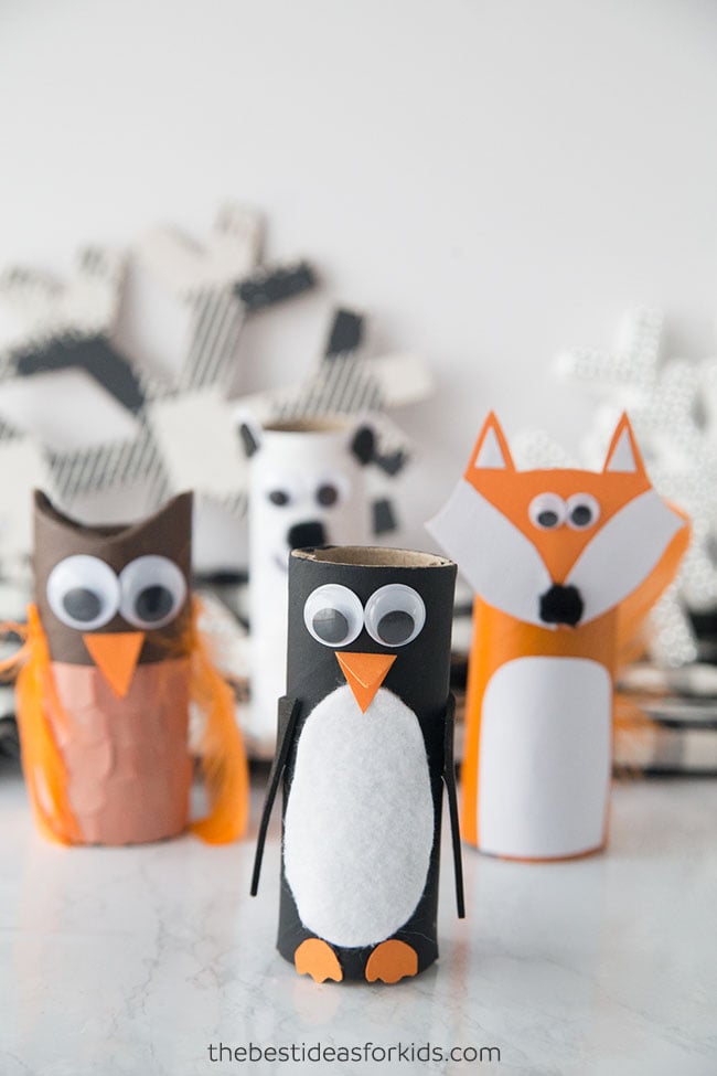 Toilet Paper Roll Winter Animals