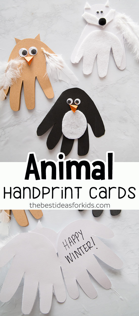 Winter Animal Handprint Cards