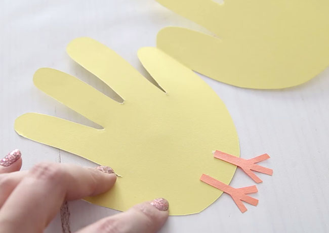 Add Feet to Handprint Chick Cards